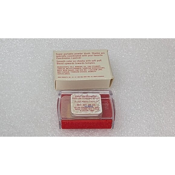 Vintage Avon Coordinates Puff-On Powder Blush Sunkissed Peach .06 Oz New In Box - Picture 3 of 3